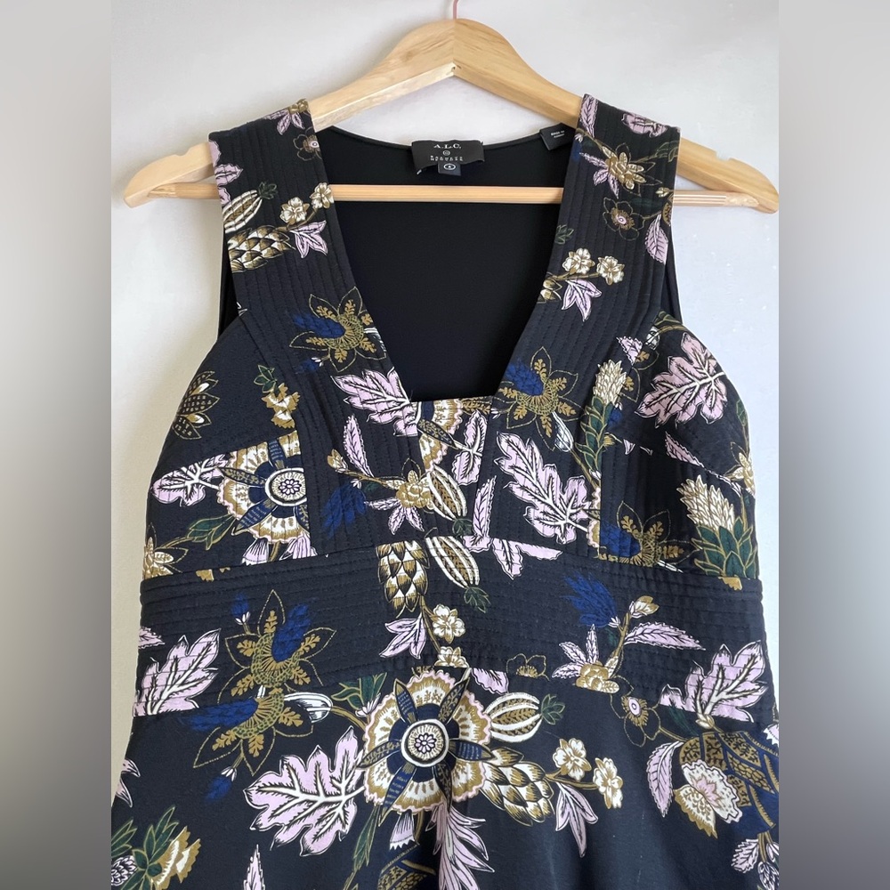 A.L.C “Hayley” tiered floral/black midi dress Women Sz 6 Tiered Silk Midi Dress - Picture 6 of 11